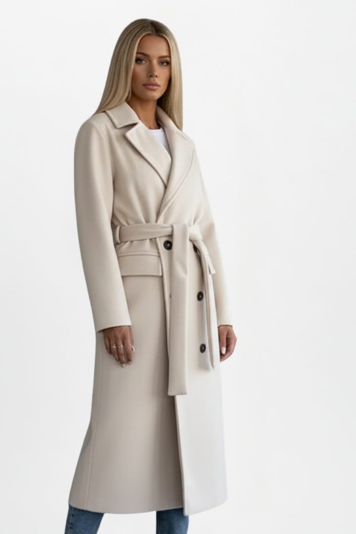 Dubbel Geregen Trenchcoat met Riemlus voor Dames - View 3