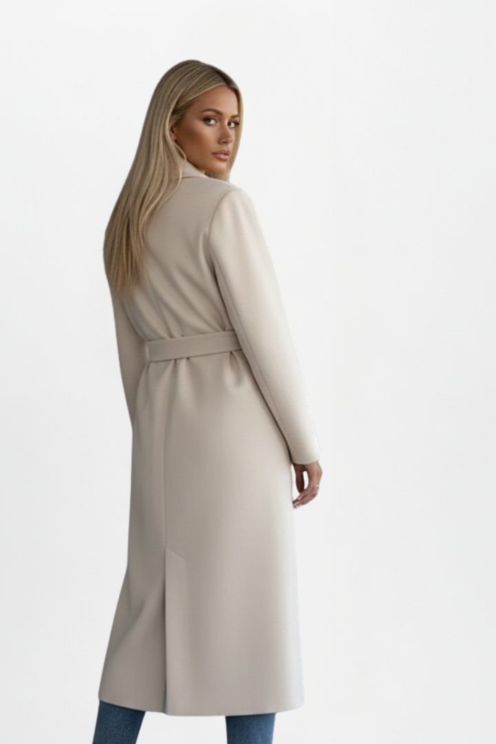 Dubbel Geregen Trenchcoat met Riemlus voor Dames - View 4