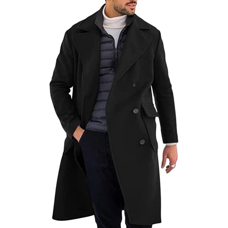Dubbel Gesloten Trenchcoat met Lange Mouwen voor Heren