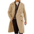 Dubbel Gesloten Trenchcoat met Lange Mouwen voor Heren - Khaki