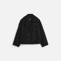 Dubbel Gesloten Wollen Blazer voor Dames - Zwart