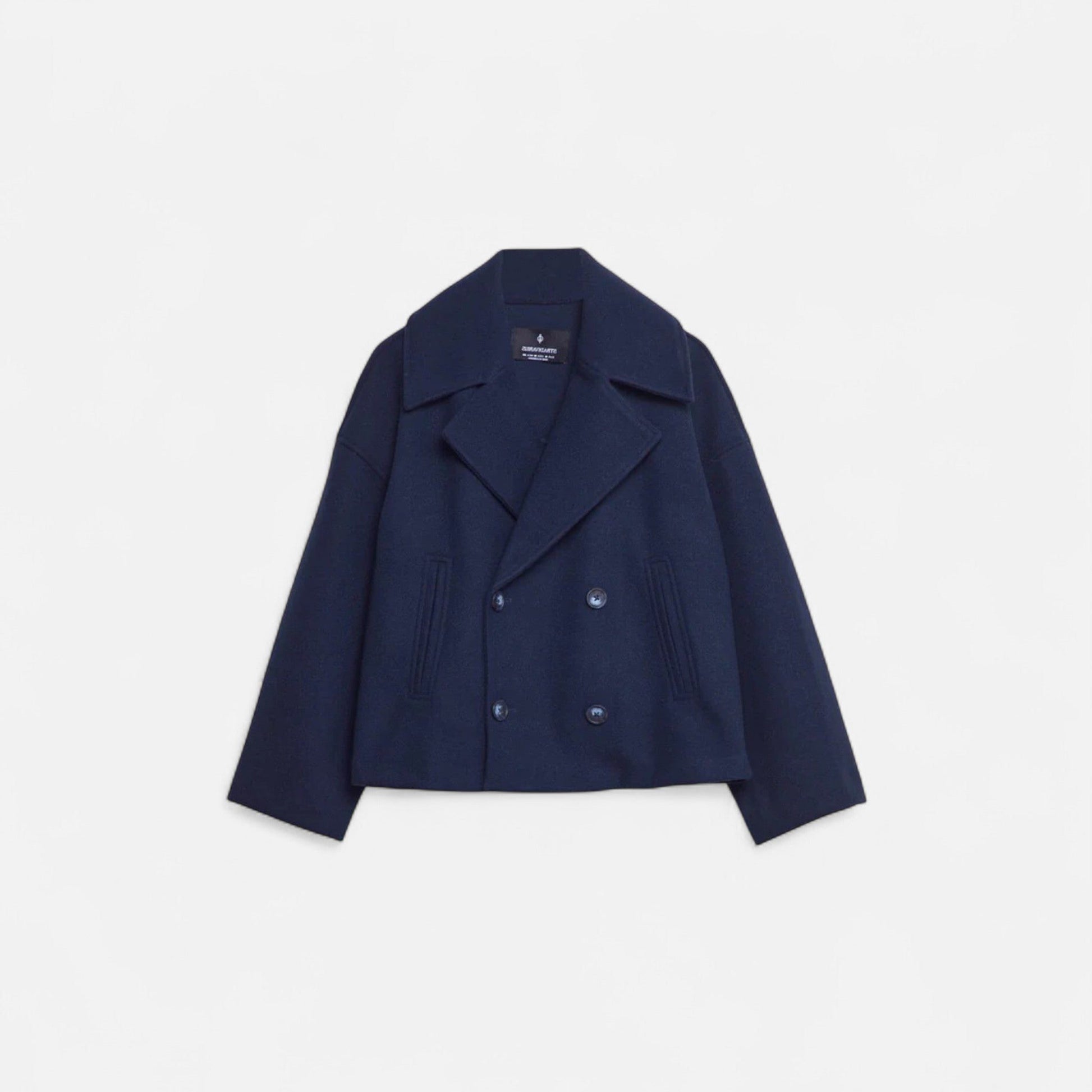 Dubbel Gesloten Wollen Blazer voor Dames - Blauw
