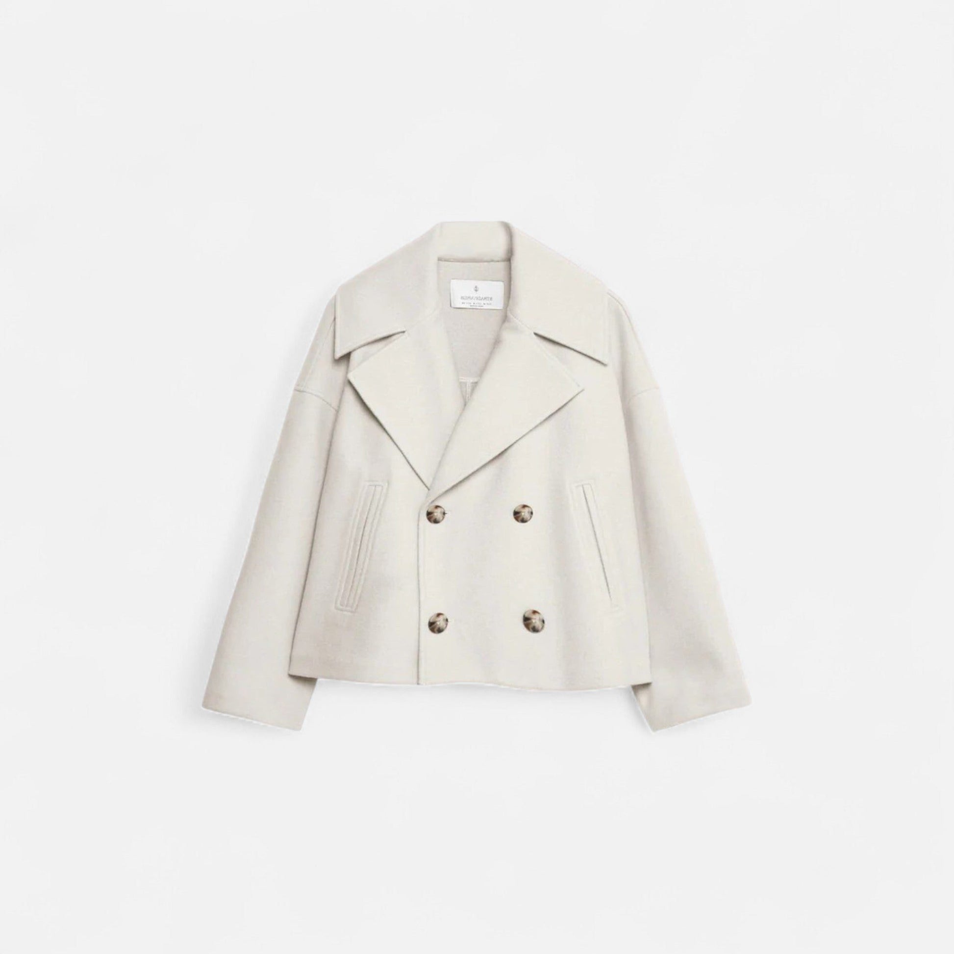 Dubbel Gesloten Wollen Blazer voor Dames - Wit
