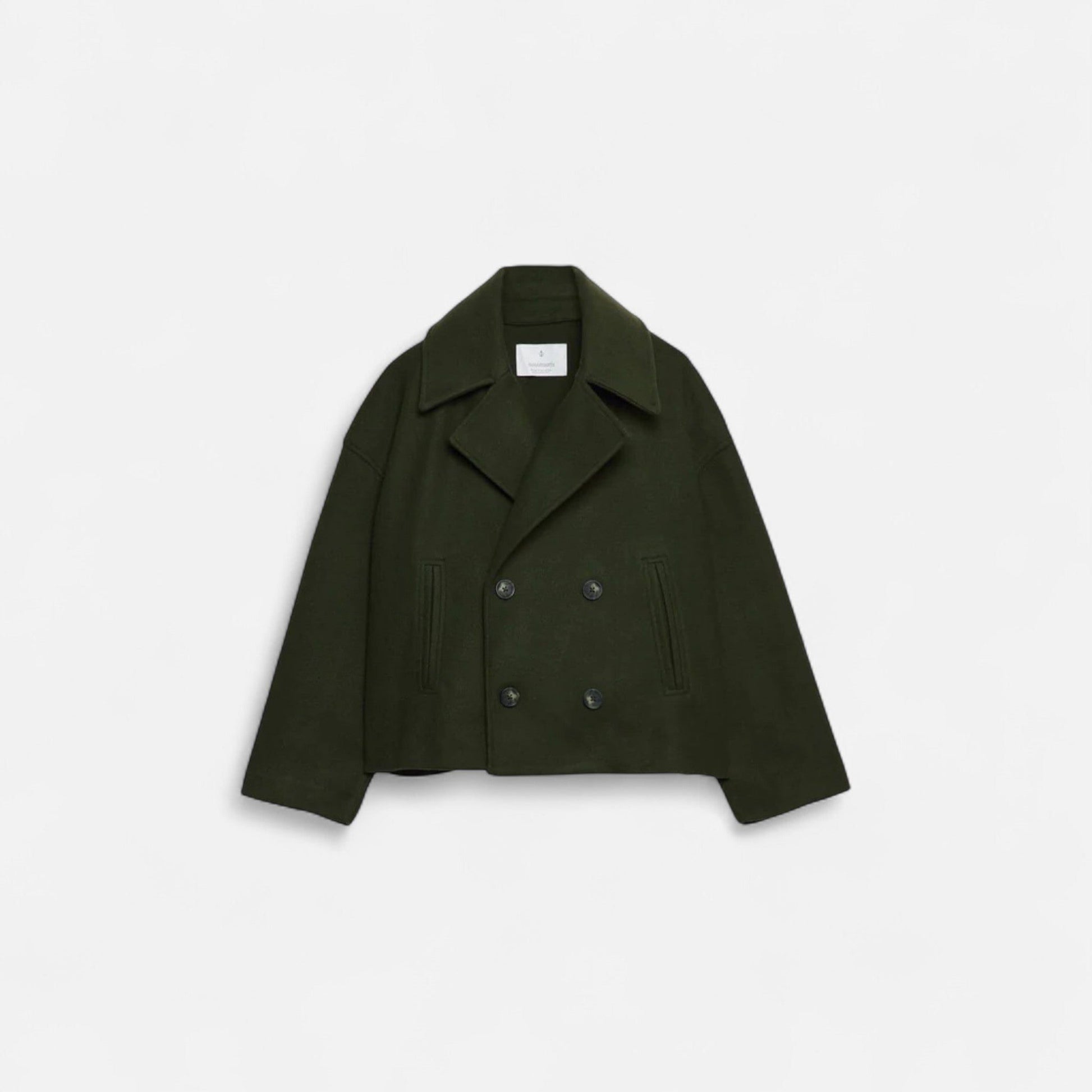 Dubbel Gesloten Wollen Blazer voor Dames - Groen