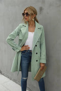 Trenchcoat met Dubbele Knopenrij en Riem voor Dames - View 4