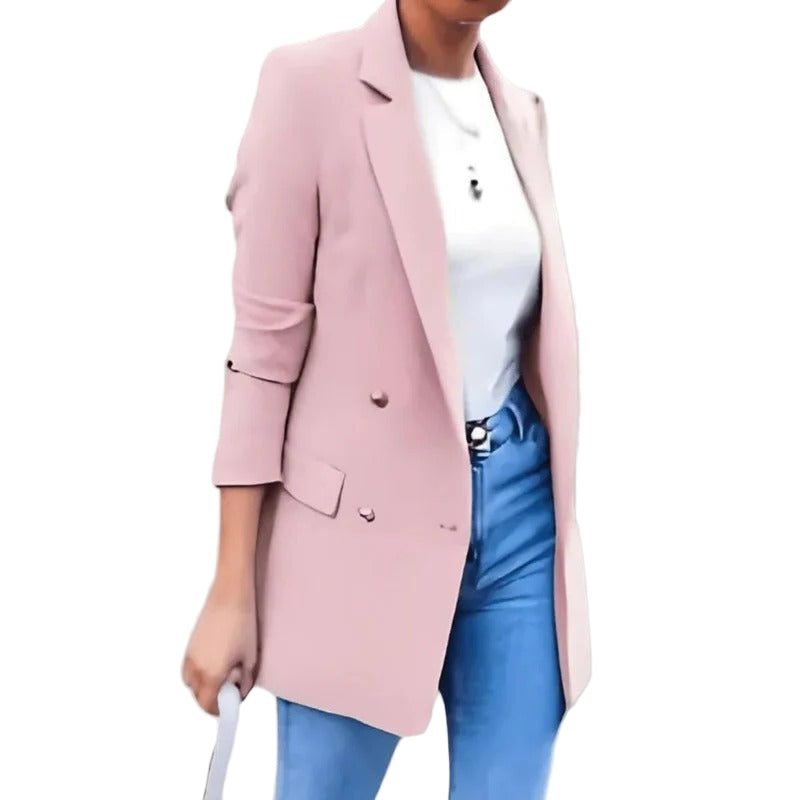 Dubbele Rij Blazer voor Dames - Roze