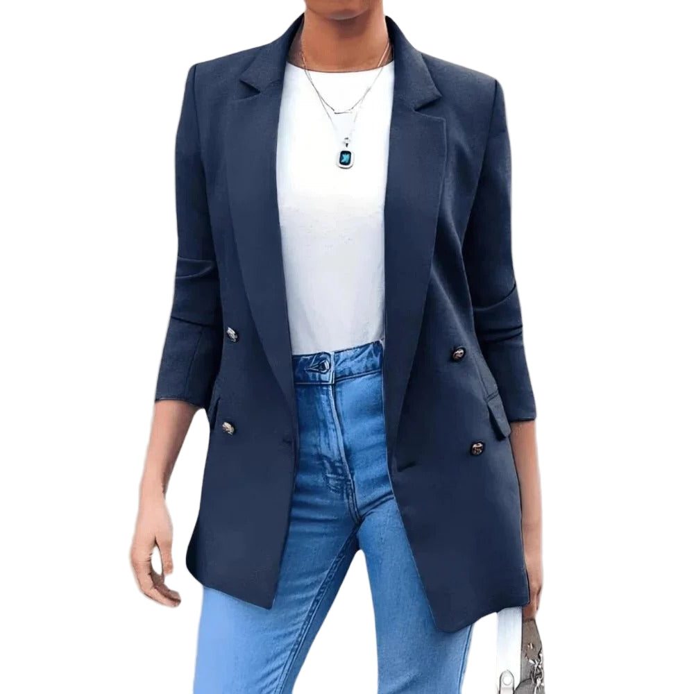 Dubbele Rij Blazer voor Dames - Blauw