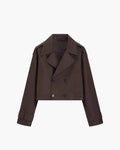 Dubbele Rij Cropped Trenchcoat voor Dames - Koffie