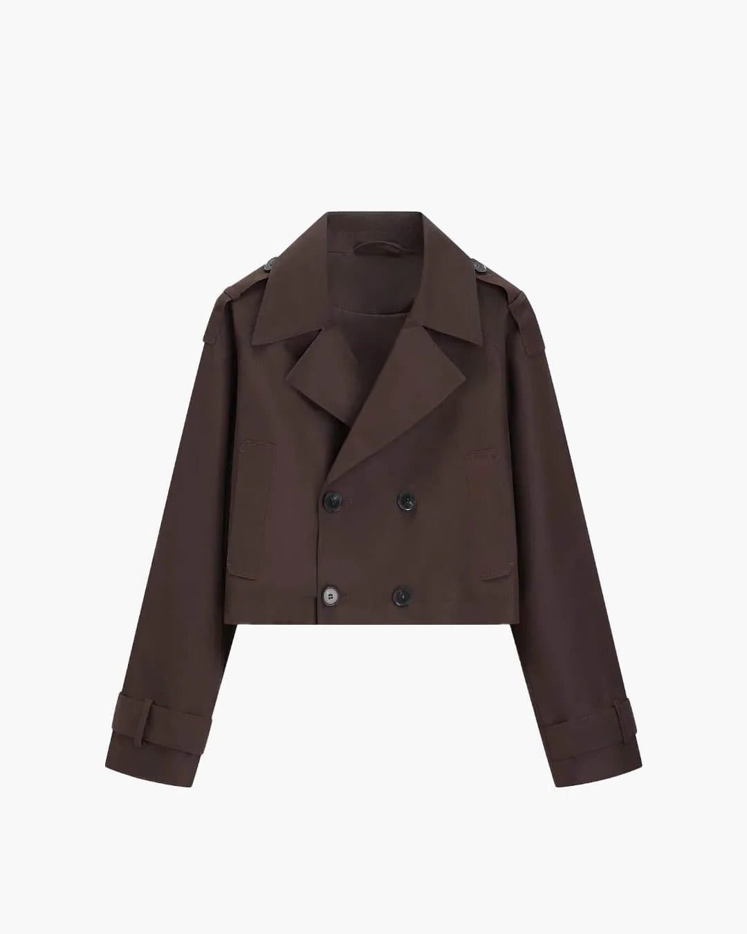 Dubbele Rij Cropped Trenchcoat voor Dames - Koffie