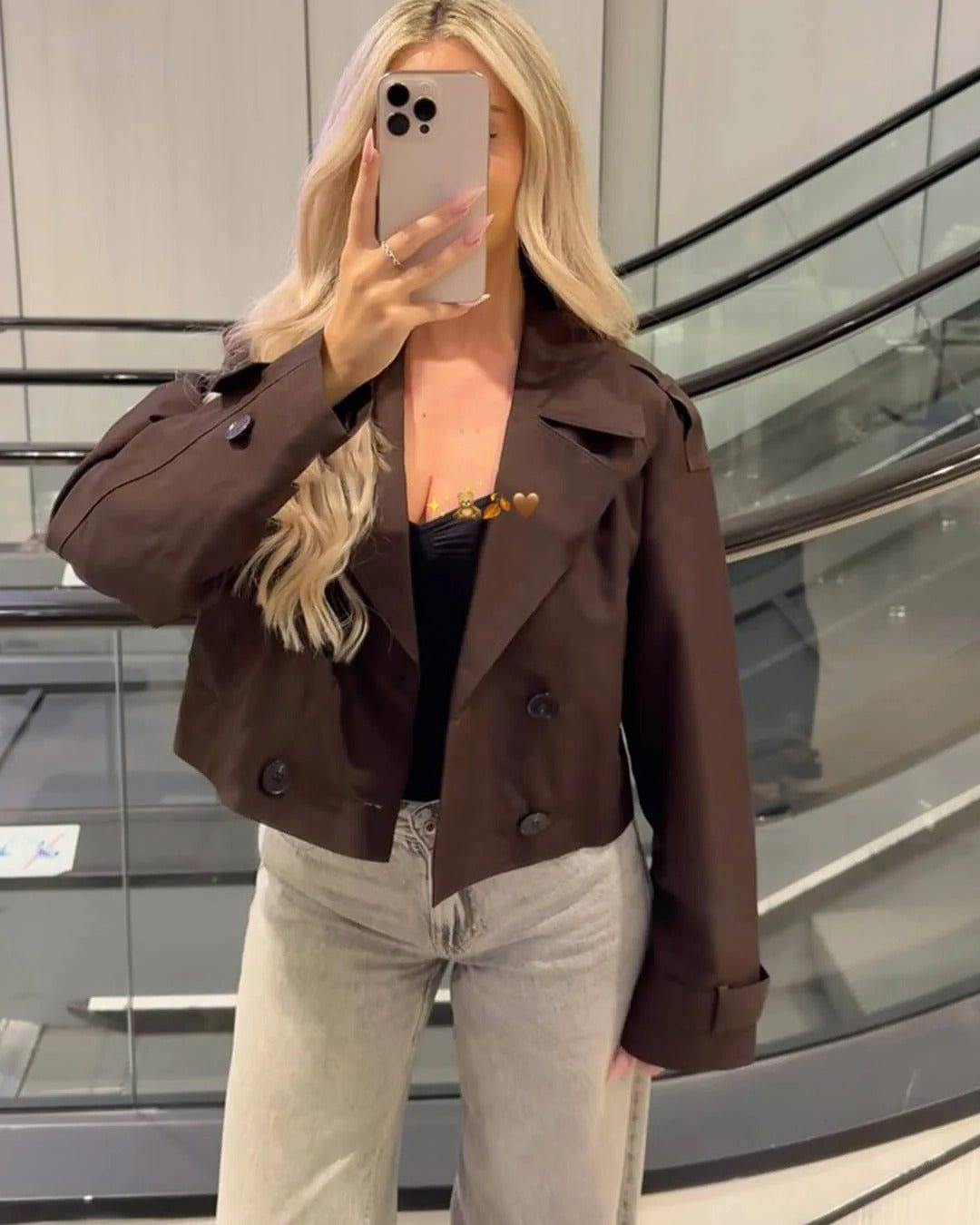 Dubbele Rij Cropped Trenchcoat voor Dames - View 10