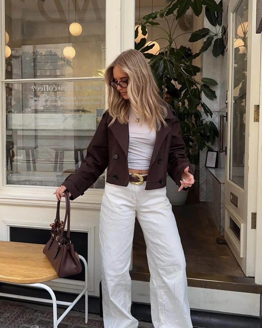 Dubbele Rij Cropped Trenchcoat voor Dames - View 11