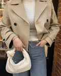 Dubbele Rij Cropped Trenchcoat voor Dames - View 3