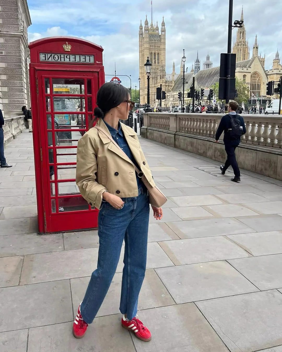 Dubbele Rij Cropped Trenchcoat voor Dames - View 4