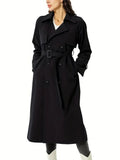 Trenchcoat met Dubbele Knopenrij en Tailleband voor Dames - Schwarz