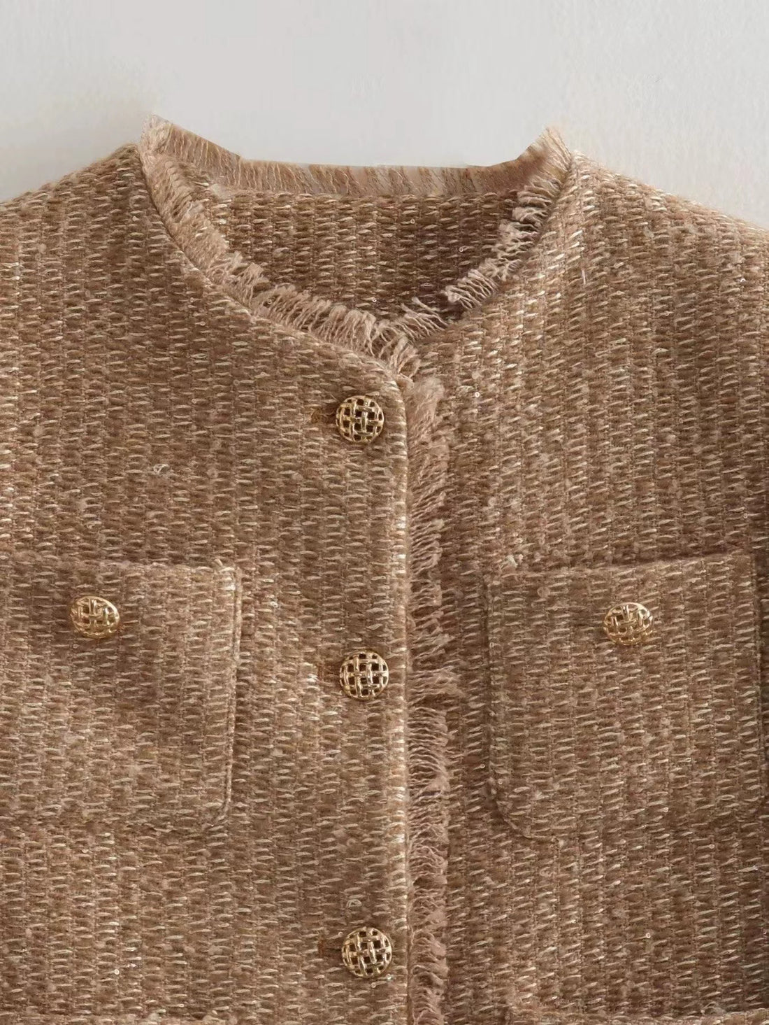 Bouclé Jasje met Goudkleurige Knopen voor Dames