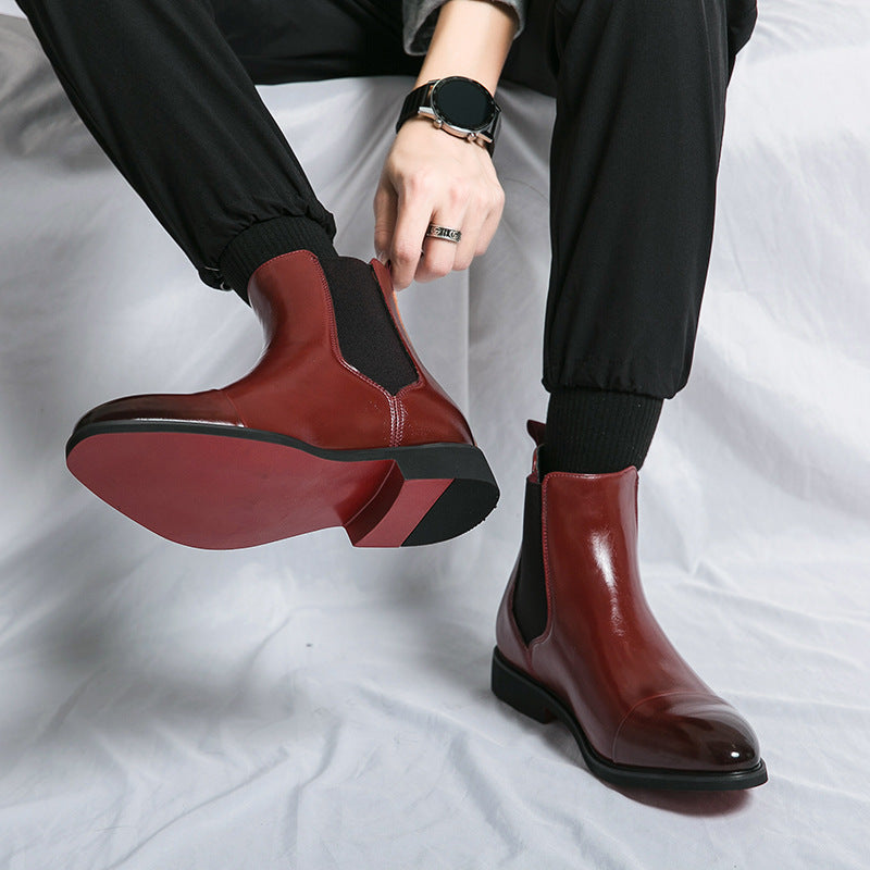 Leren Chelsea Boots met Glanzende Afwerking voor Heren