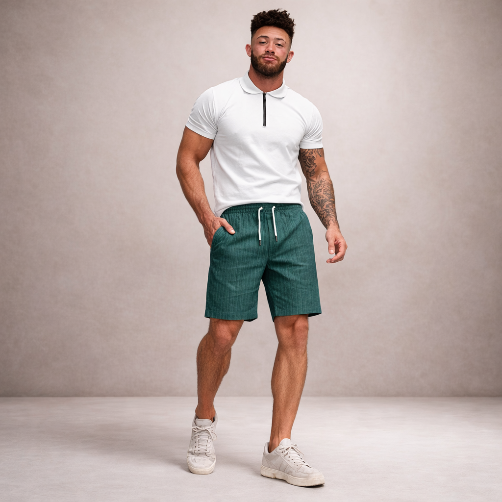 Linnen Regular Fit Korte Broek met Steekzakken voor Heren