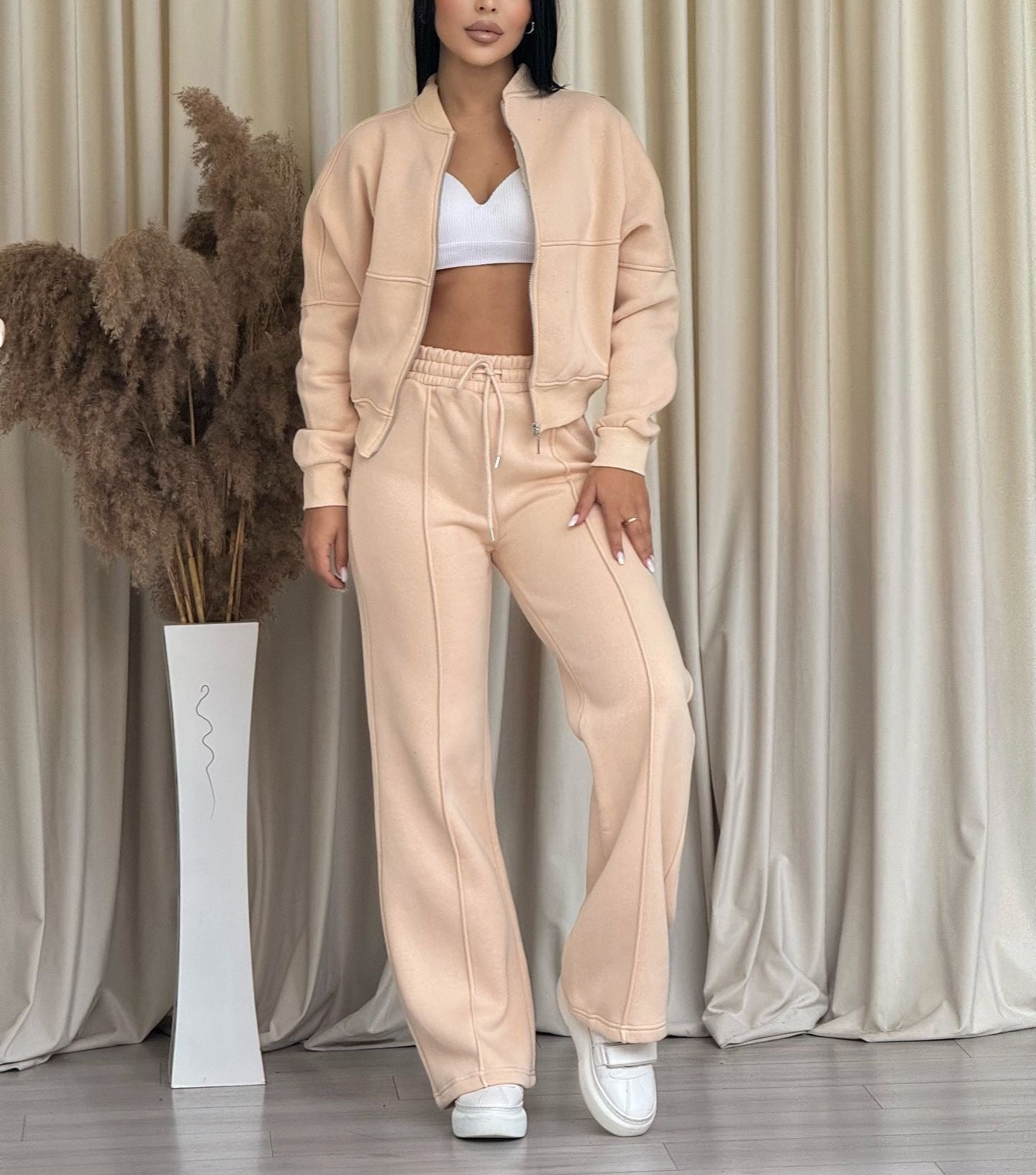 Yuna | Gebreide Zip-Up Trui met Wijde Broek voor Dames