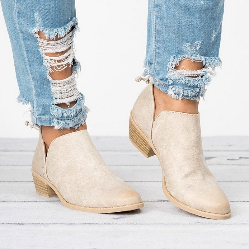 Enkellaarzen met Cut-Out en Blokhak voor Dames