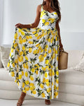Marnie | Spaghettibandjes Bloemen Maxi Jurk met Split voor Dames