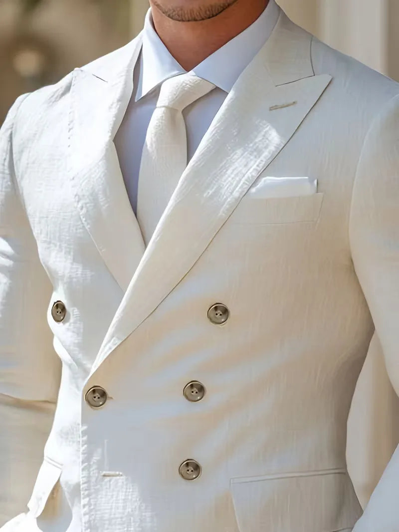 Linnen Dubbele Knopen Slim Fit Colbert voor Heren