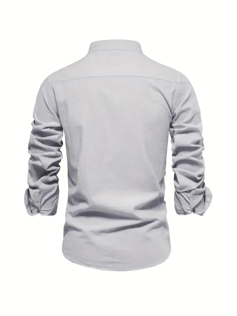 Linnen Slim Fit Overhemd met Lange Mouwen voor Heren