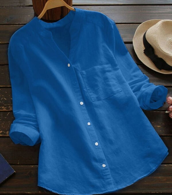Gaia | Knoopsluiting Katoenen Blouse voor Dames