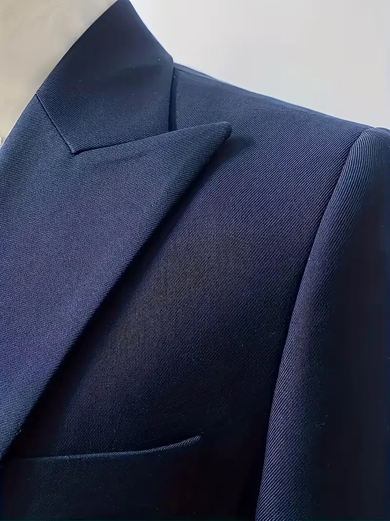 Slim Fit Double-Breasted Driedelig Pak Set voor Heren