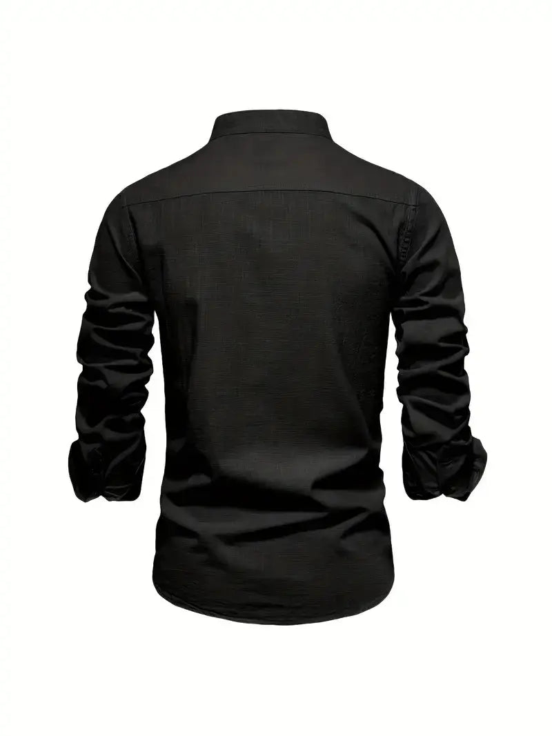 Linnen Slim Fit Overhemd met Lange Mouwen voor Heren