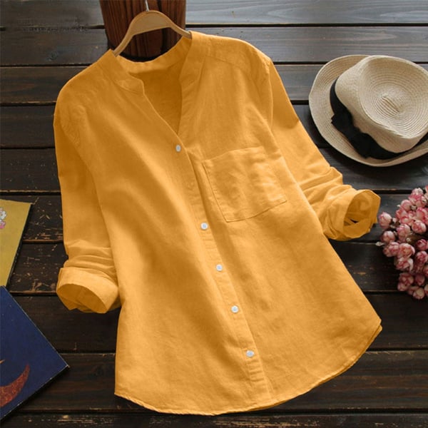 Gaia | Knoopsluiting Katoenen Blouse voor Dames
