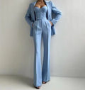 Flared Broekpak met Hoge Taille voor Dames - Blauw