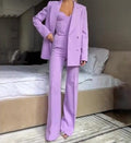 Flared Broekpak met Hoge Taille voor Dames - Paars
