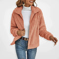 Fleece Cardigan met Opstaande Kraag voor Dames - Roze