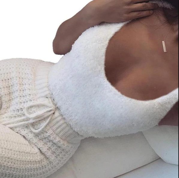 Fleece Gebreide Set met Crop Top en Korte Broek voor Dames - View 6