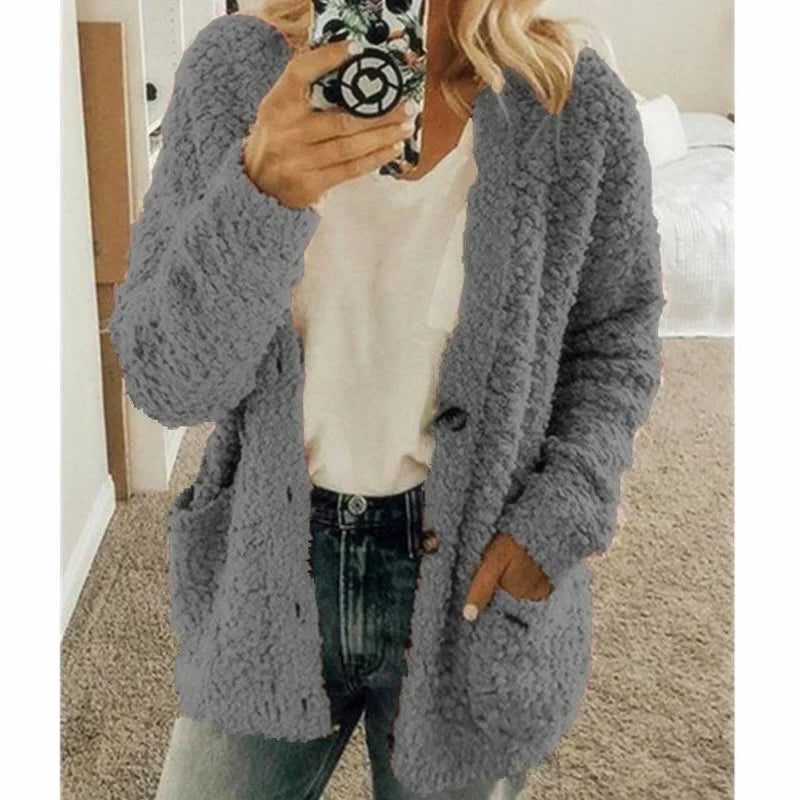 Fluffy Cardigan met Zakken voor Dames