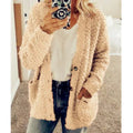 Fluffy Cardigan met Zakken voor Dames - Khaki