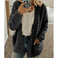 Fluffy Cardigan met Zakken voor Dames - Zwart