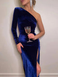 Fluweelachtig One-Shoulder Cocktailjurk voor Dames - View 3