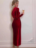 Fluweelachtig One-Shoulder Cocktailjurk voor Dames - View 6