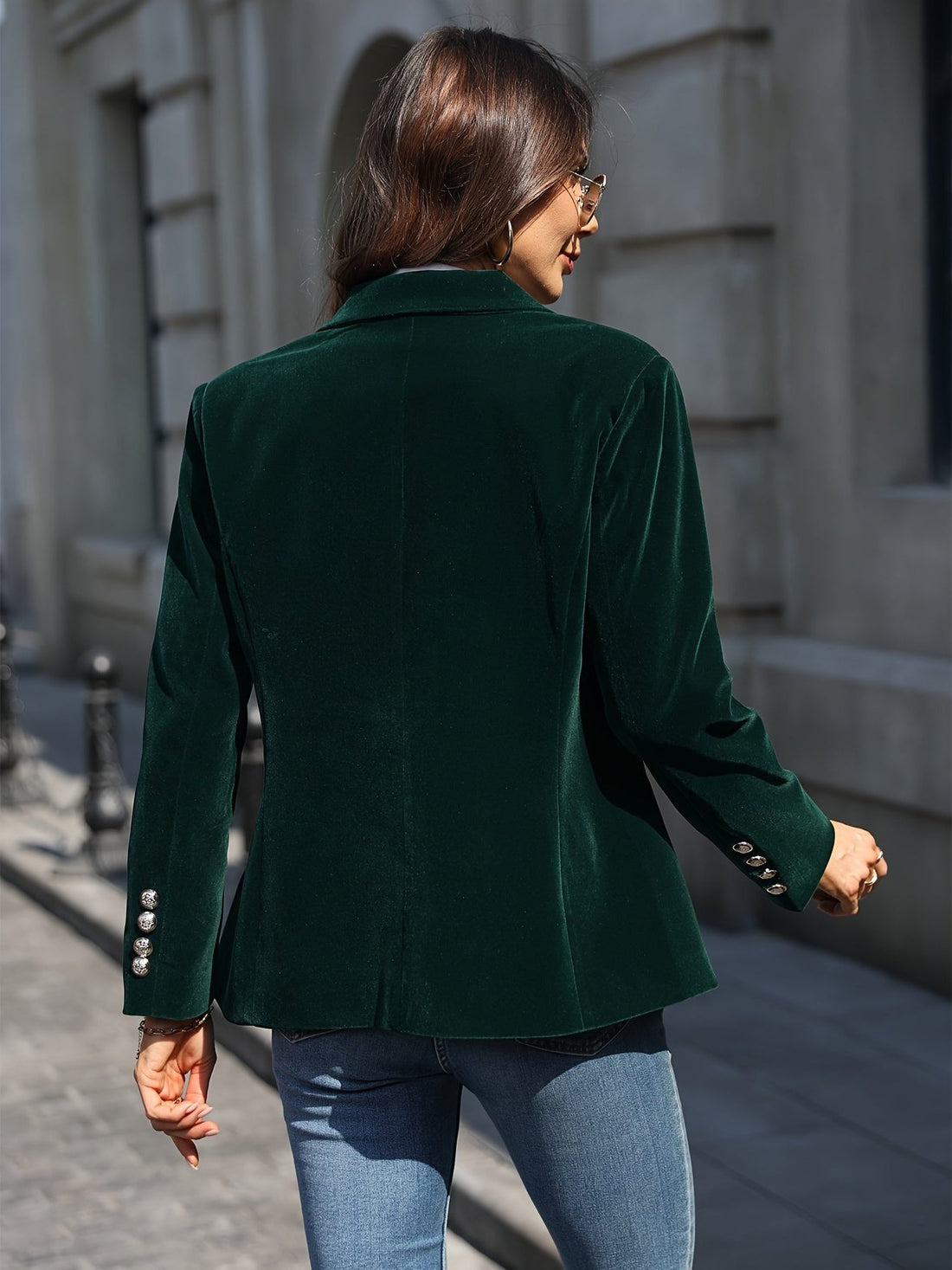 Fluwelen Blazer met Gouden Knoppen voor Dames