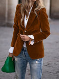 Fluwelen Blazer met Gouden Knoppen voor Dames - Bruin