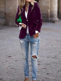 Fluwelen Blazer met Gouden Knoppen voor Dames - Paars