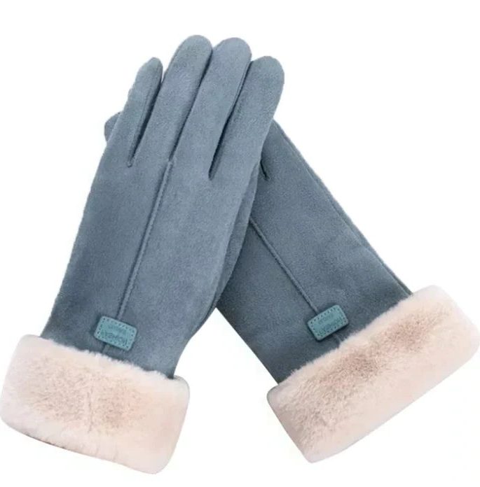 Fluwelen Handschoenen met Touchscreen en Bontafwerking voor Dames