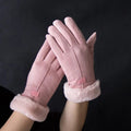 Fluwelen Handschoenen met Touchscreen en Bontafwerking voor Dames - View 10