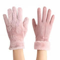 Fluwelen Handschoenen met Touchscreen en Bontafwerking voor Dames - View 11