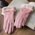 Fluwelen Handschoenen met Touchscreen en Bontafwerking voor Dames - View 12