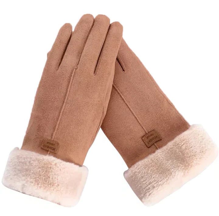 Fluwelen Handschoenen met Touchscreen en Bontafwerking voor Dames