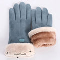 Fluwelen Handschoenen met Touchscreen en Bontafwerking voor Dames - View 6