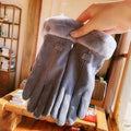 Fluwelen Handschoenen met Touchscreen en Bontafwerking voor Dames - View 8