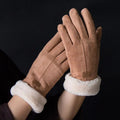 Fluwelen Handschoenen met Touchscreen en Bontafwerking voor Dames - View 9